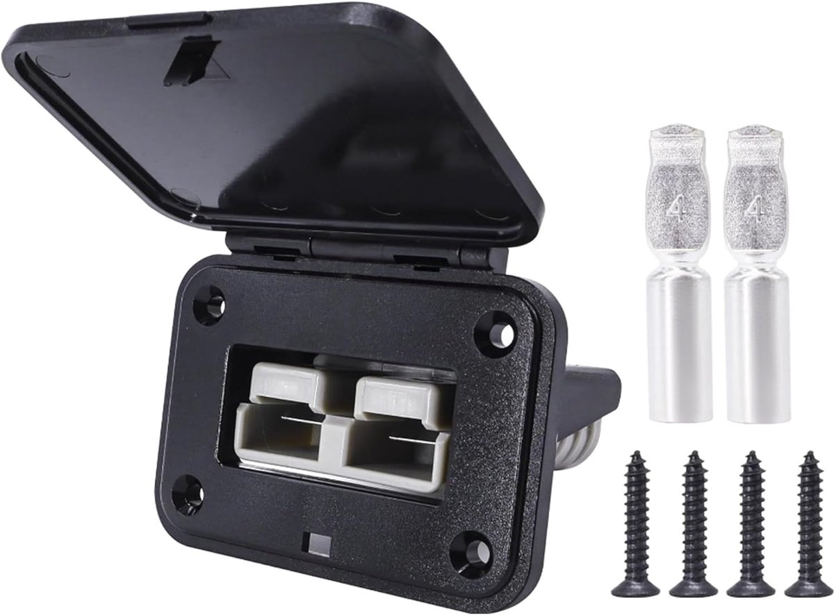 SnelShoppen - 120 A Anderson Stekker met Flush-Mounted Frame en Dekselhouder voor Auto, Camper, Caravan, Motorfiets, Boot - Hoogwaardige Plastic en Zi