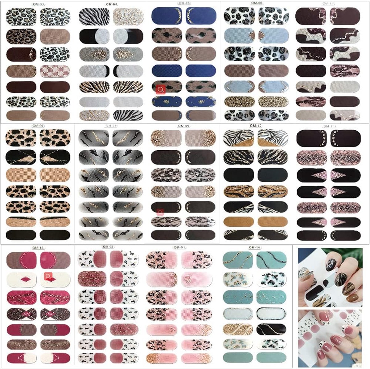 SnelShoppen - 14 Bladen (196 Stuks) Zelfklevende Nagelstickers, Glitter Nagelstickers, Mode Nail Art Stickers, DIY Manicure Decoratie voor Feest, Verj