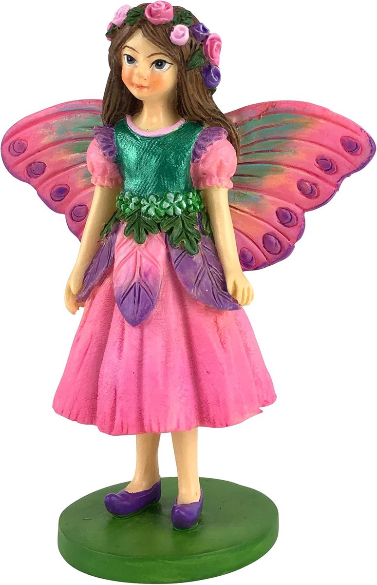 SnelShoppen - Miniatuur Fairy Figurine Sofia voor je Feeën Tuin - Schattige Hot Pink, Paars en Teal Groene Beeldje van Hoge Kwaliteit - 3 3/4" Hoog, N