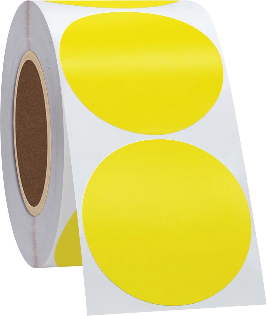 SnelShoppen - 2" Cirkel Thermische Sticker Labels, Multifunctionele Zelfklevende Ronde Directe Thermo Labels voor Labelprinter, 750 Labels Geel
