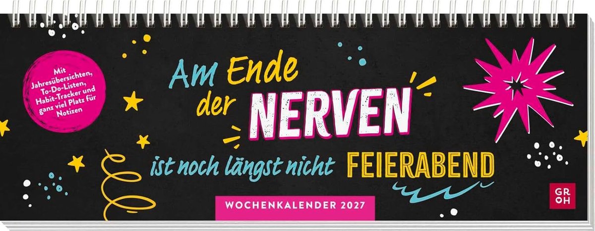 SnelShoppen - Tischkalender 2027 Quer met Spiralbinding - Leukste Planer voor Feestdagen en Dagelijks Gebruik - Weekplanner met Grappige Spreuken