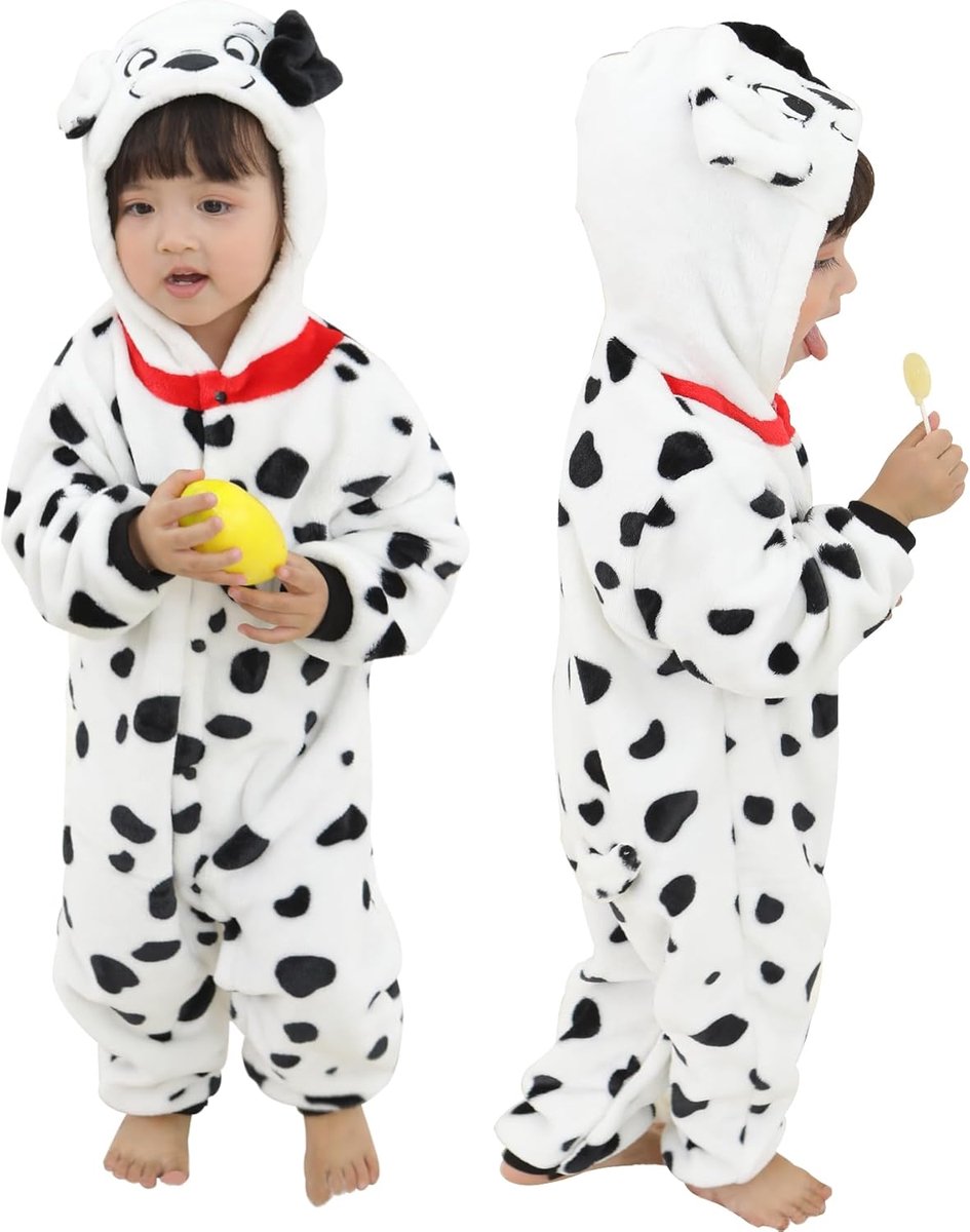 SnelShoppen - Rompers Onesies Hooded Jumpsuits voor Baby Meisjes Jongens Dierenprint Herfst Winter 2-3 Jaar Flanel Warm en Zacht