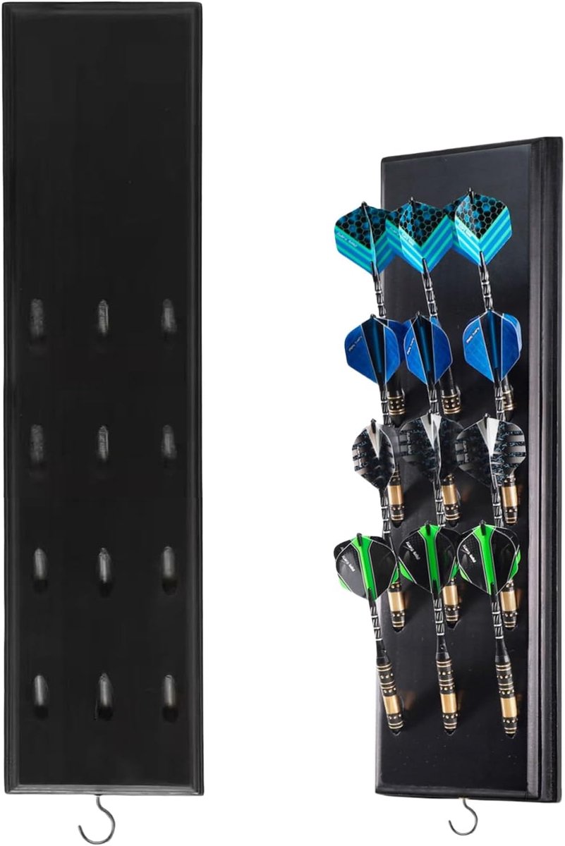 SnelShoppen - Houten Dart Houder voor 12 Darts, Stijlvolle Wandbevestiging, Hoogwaardige Bescherming, Zwart, Ideaal voor Elk Dartbord en Feestgelegenh