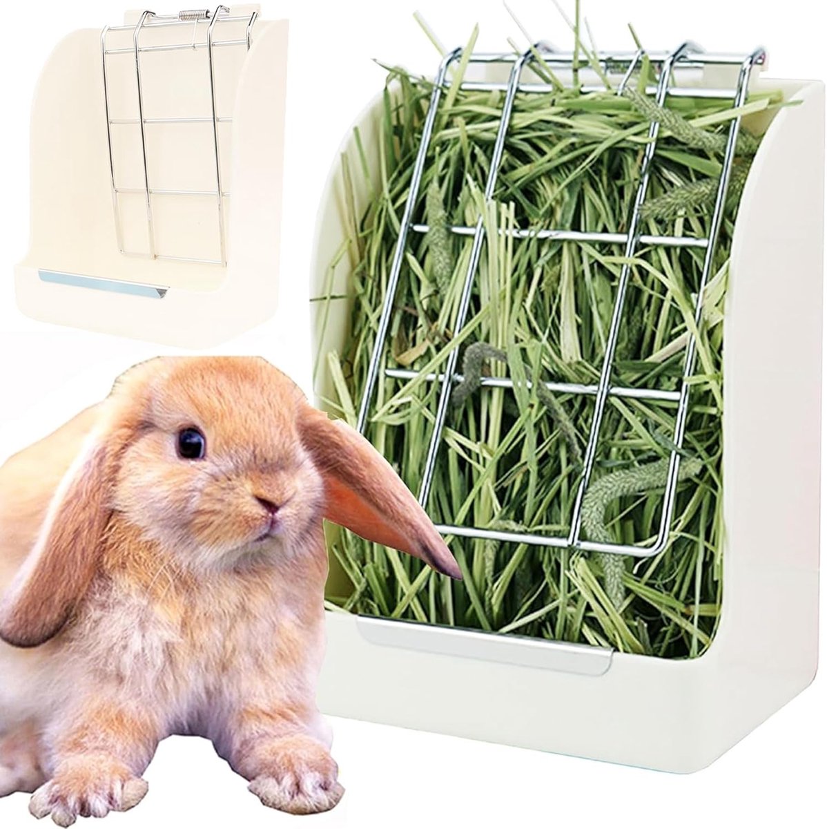 SnelShoppen - Rabbit Hay Feeder, Automatische Voederhouder voor Kleine Dieren zoals Chinchilla, Guinea Pig, Hamster - Duurzaam, Wit, Geschikt voor Koo