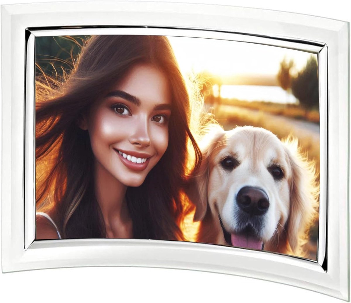 SnelShoppen - Curved Foto Lijst 10 x 15 cm van Concaaf Glas - Elegant en Modern - Transparant Horizontaal - Perfect als Cadeau voor Feesten en Gelegen