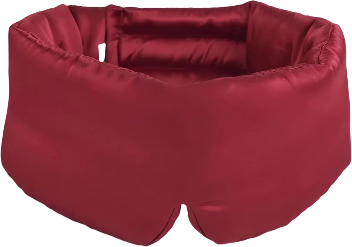 Thijox - Luxe 3D Zijde Slaapmasker - 100% Natuur Mulberry Zijde Verduisterend Oogmasker - Ultra-Large Bordeaux - Ideaal voor Thuis, Reizen en Ontspann