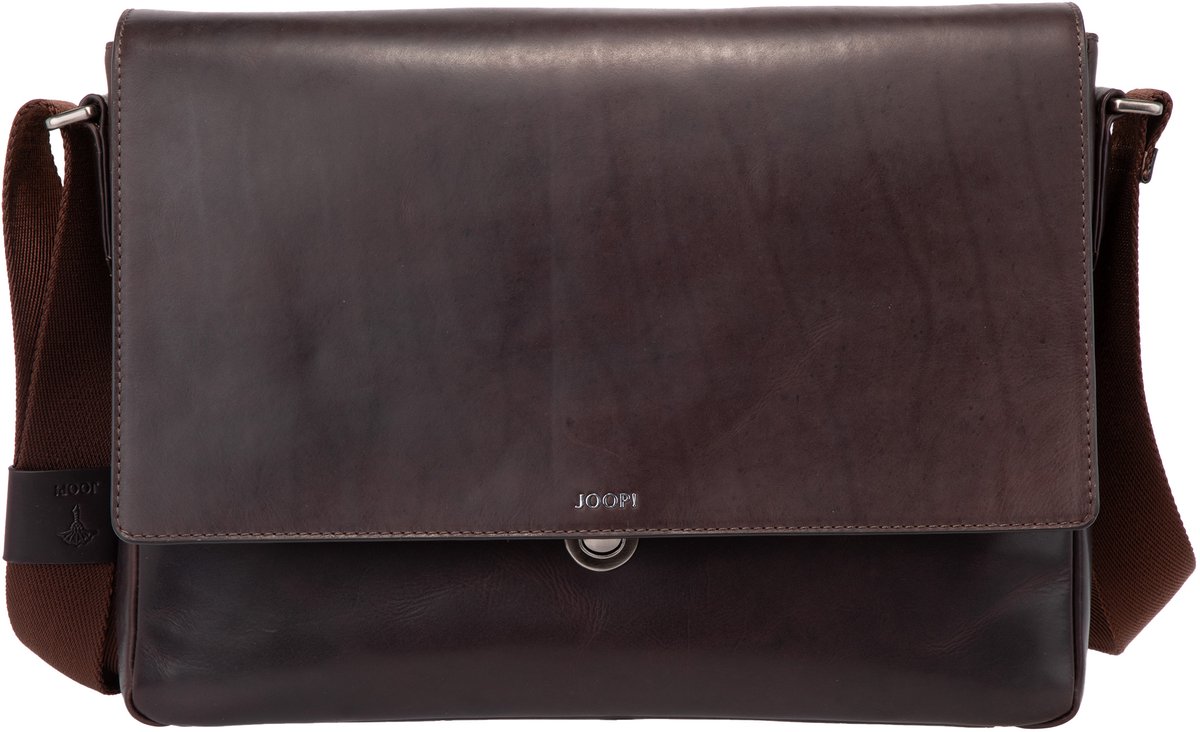 JOOP! schoudertas laptoptas met laptopvak Cerratano Janis Messenger Darkbrown donkerbruin
