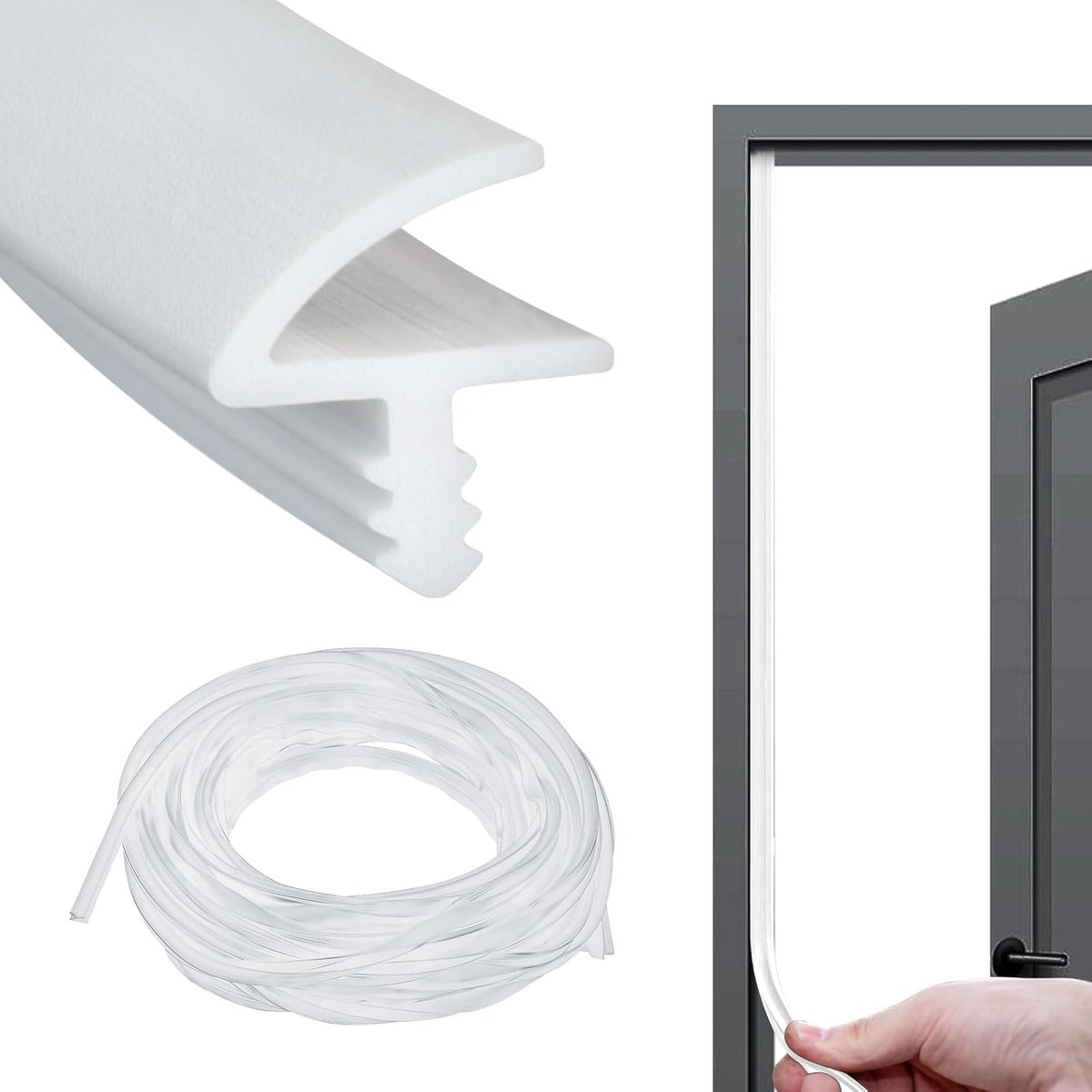 SnelShoppen - Doorframe afdichting voor geluidsisolatie, 25 m rubberen deurafdichtingen voor houten kozijnen, witte deurafdichting voor 3 mm groef en