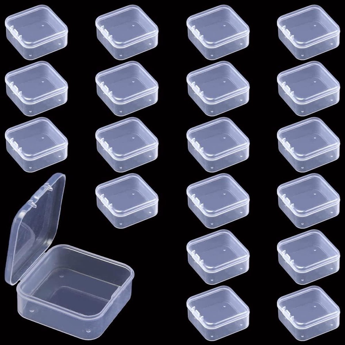 Set van 20 Kleine Transparante Opbergdozen voor Pillen, Kleine Onderdelen en Sieraden (45 x 45 x 19 mm)