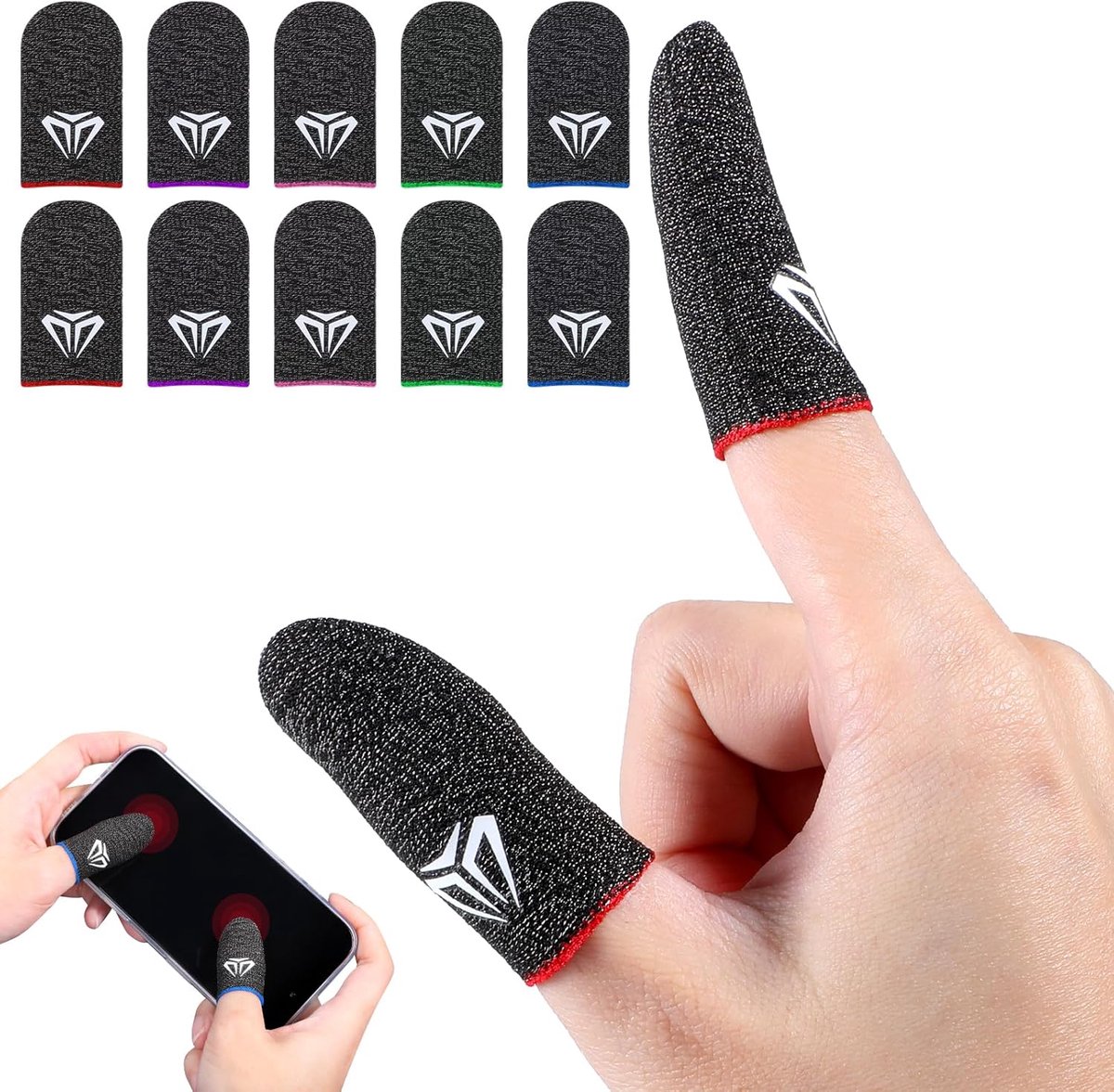 SnelShoppen - 10 Stuks Gaming Finger Cuffs, 0.3mm Fiber, Ademend, Zweetbestendig, E-Sports Vingerhandschoenen voor Mobiel Spelen, Geschikt voor PUBG,