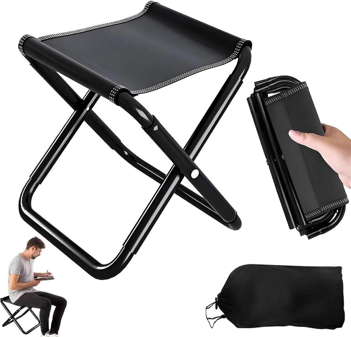 SnelShoppen - Camping Stoel - Draagbare Vouwstoel, Mini Vouwstoel voor Buiten, Lichtgewicht Campingstoel, Ideaal voor Visserij, Hiking en Reizen, Stev