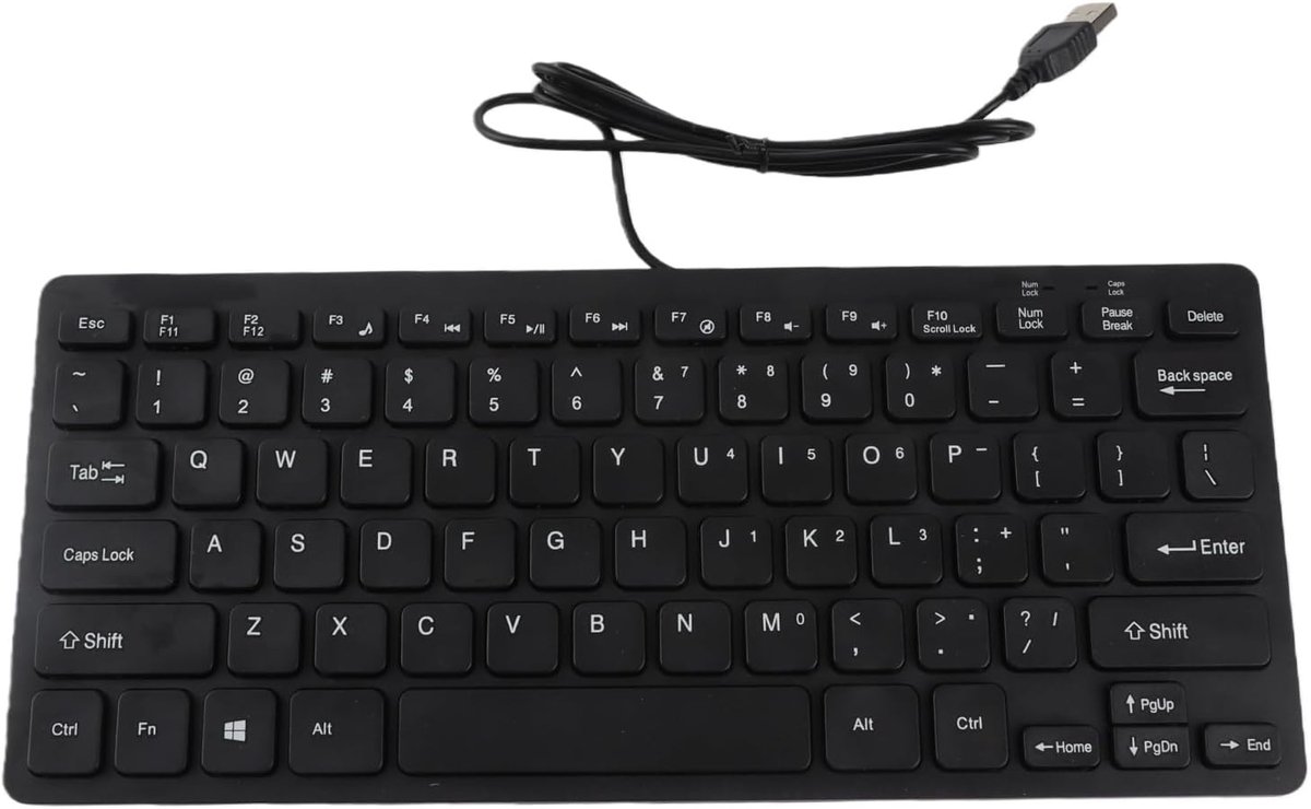 SnelShoppen - Ultra Dun Mini USB Keyboard - 78 Toetsen - Zwart - Ideaal voor Desktop Computer en Laptop - Stabiele Verbinding - ABS Materiaal