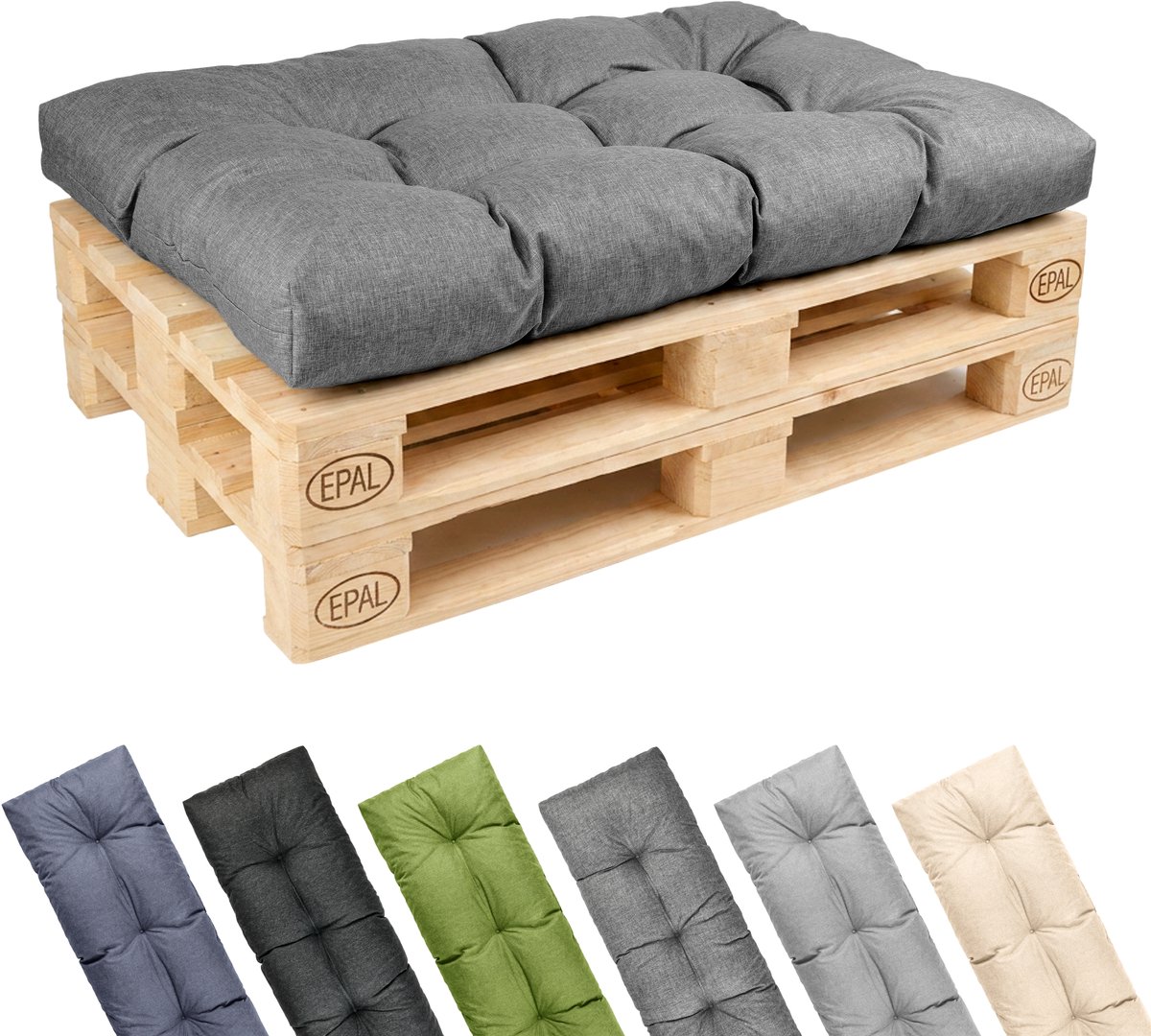 Garronda Palletkussen 120x80 cm 12 cm Waterafstotend UV- en Waterbestendig voor Palletbank GD-0252 Grafiet