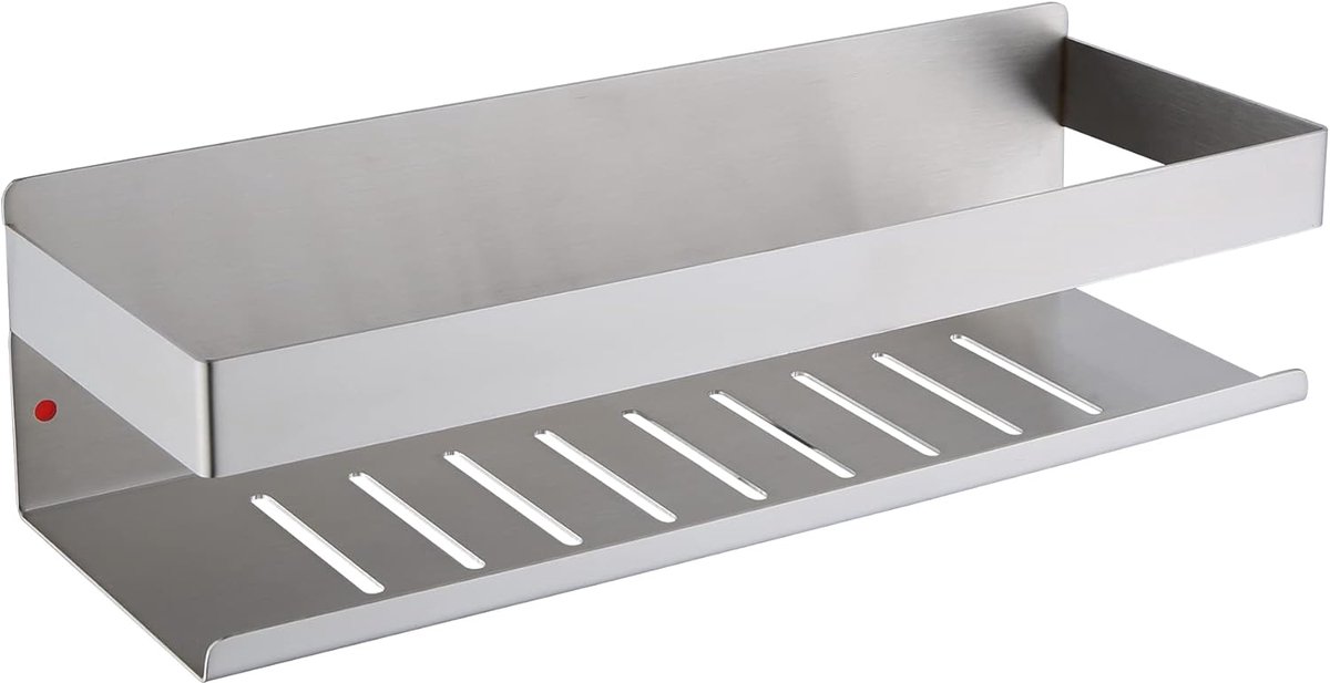 SnelShoppen - Wandplank Douche zonder Boren, RVS 304 Geborsteld Nikkel, 30CM Badkamer Plank Zelfklevend voor Badkamer en Keuken