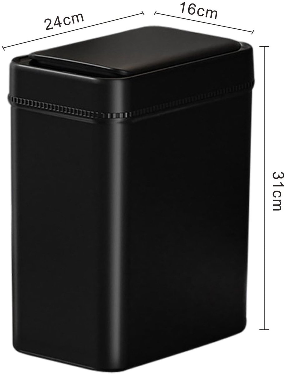 SnelShoppen - 6125C 12L sensor-afvalemmer zwart - Automatische afvalbak met sensor, 12 liter, stijlvol design voor keuken, badkamer, kantoor en meer