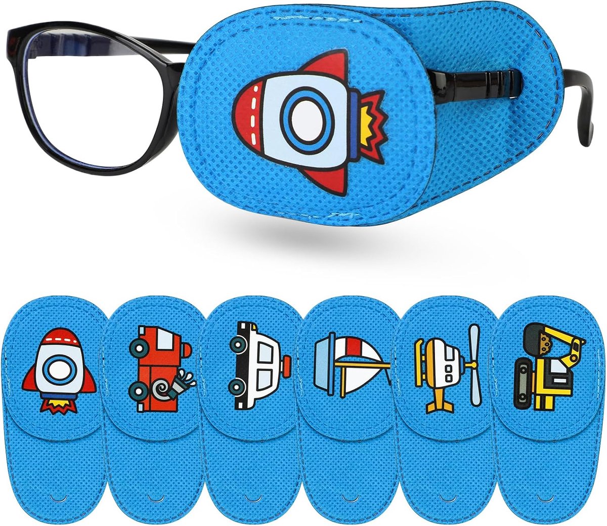 SnelShoppen - Pack van 6 Herbruikbare Kinder Oogpleisters, Zachte Oogpatches voor Brillen, Behandeling van Luie Ogen, Strabismus, Amblyopie, Hypoaller