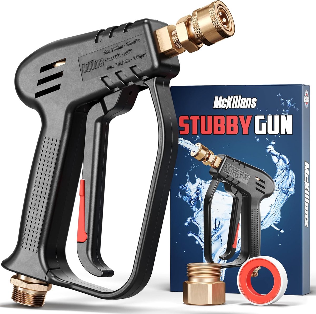 SnelShoppen - Hoge druk reinigingspistool met M22 aansluiting - 1/4" snelkoppeling - Perfect voor autowassen en foam guns - Compact en gebruiksvriende