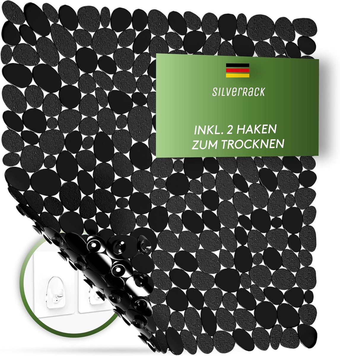 SnelShoppen - Non-Slip Douchemattenset 53x53 cm - BPA Vrij - Zwart Steeneffect - Kindvriendelijk en Veilig voor Baby's en Kinderen - Duurzaam en Antis