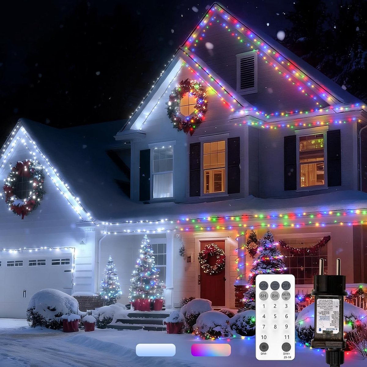 SnelShoppen - 300 LEDs LED Cluster 30M + 5M Fairy Lights - Wit & RGB - Feestverlichting voor Tuin, Camping, Kerst en Evenementen