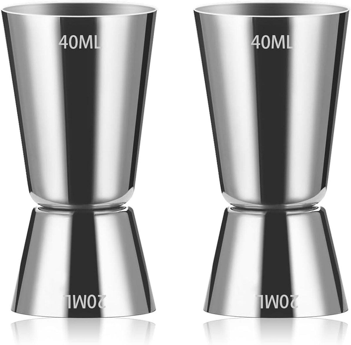 Thijox - Cocktailmaatbeker 20/40 ml, dubbele maatschaal, 2 stuks, barmaatbeker, cocktail Dual Spirit maatbeker voor feest, bar en thuisgebruik