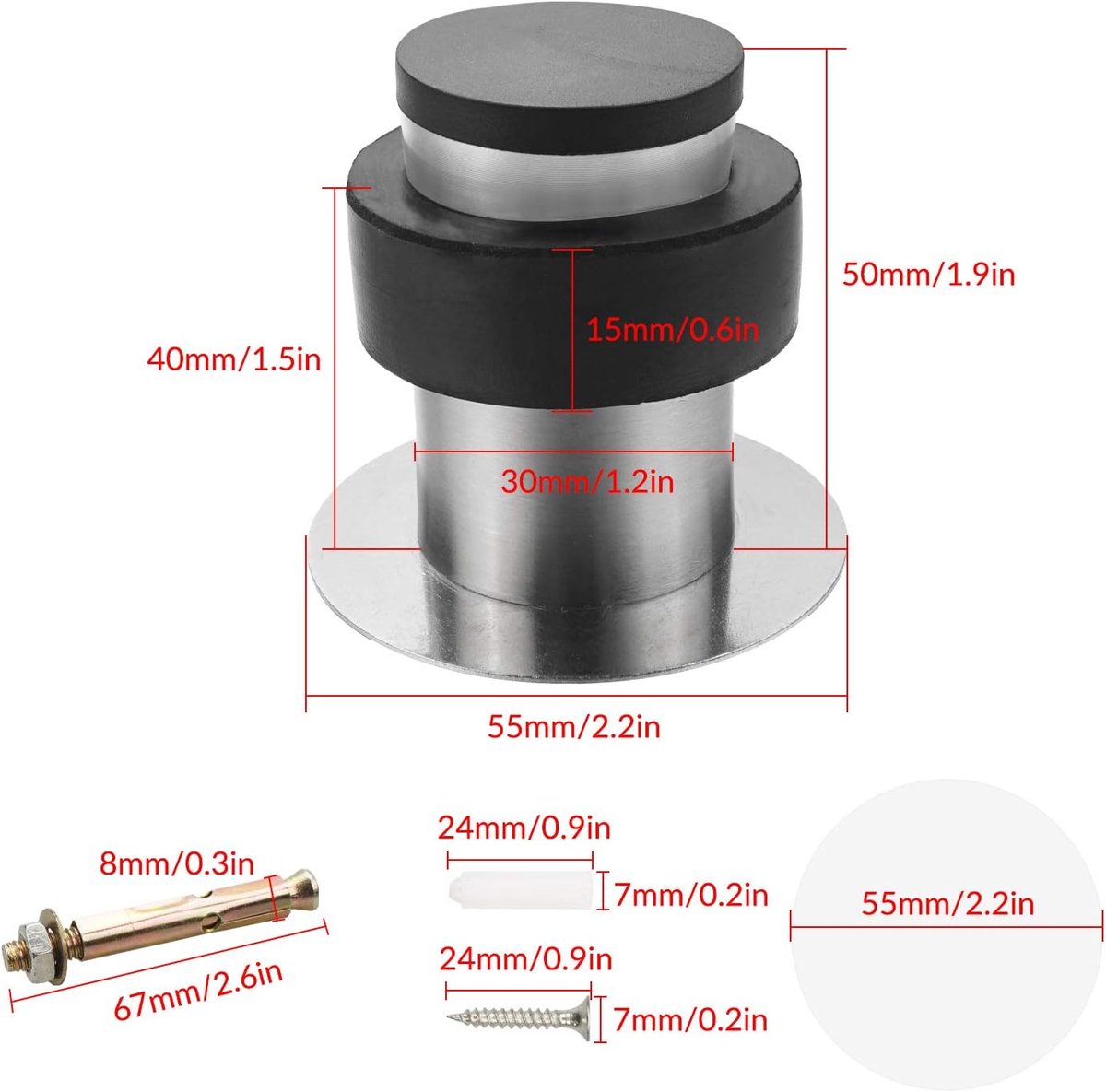 SnelShoppen - Door Stopper Set van 2 Stuks - RVS Deurstoppers met Schroeven en Lijm - Geluiddempende Deurstoppers voor Thuisgebruik - Perfect voor All