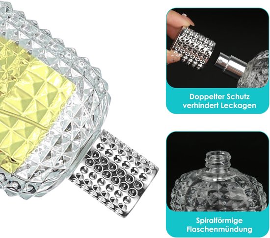 SnelShoppen - 3 Stuks Pineapple Perfume Atomizer, Refillable Crystal Glas Spray Flesje met Deksel, Compact Reistasje voor Vrouwen, Perfect voor Feest van Snelshoppen — afbeelding 2