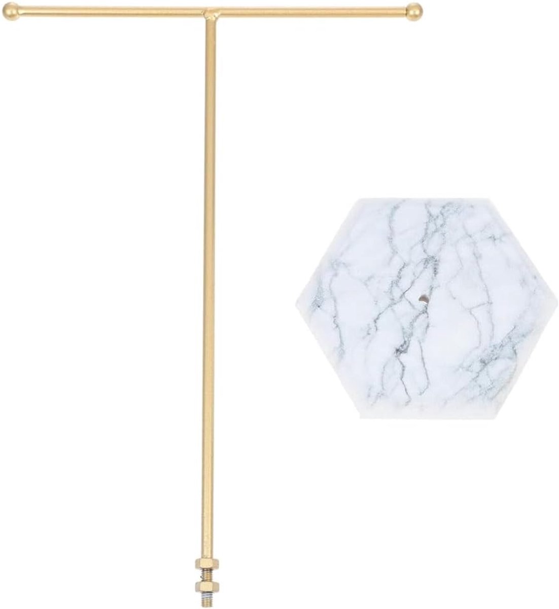 SnelShoppen - Metal Jewellery Stand T-Bar voor Armbanden, Kettingen en Oorbellen - Duurzaam Metaal en Houten Basis - 18 x 26 cm - Perfect voor Organis