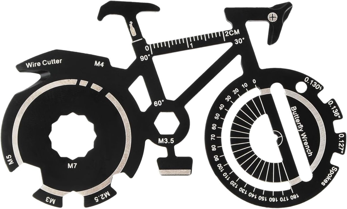 SnelShoppen - Multifunctionele Flessenopener Sleutelhanger - Fiets Design - RVS Bieropener - Sleutelring Gereedschap voor Fietsers - Perfect voor Camp
