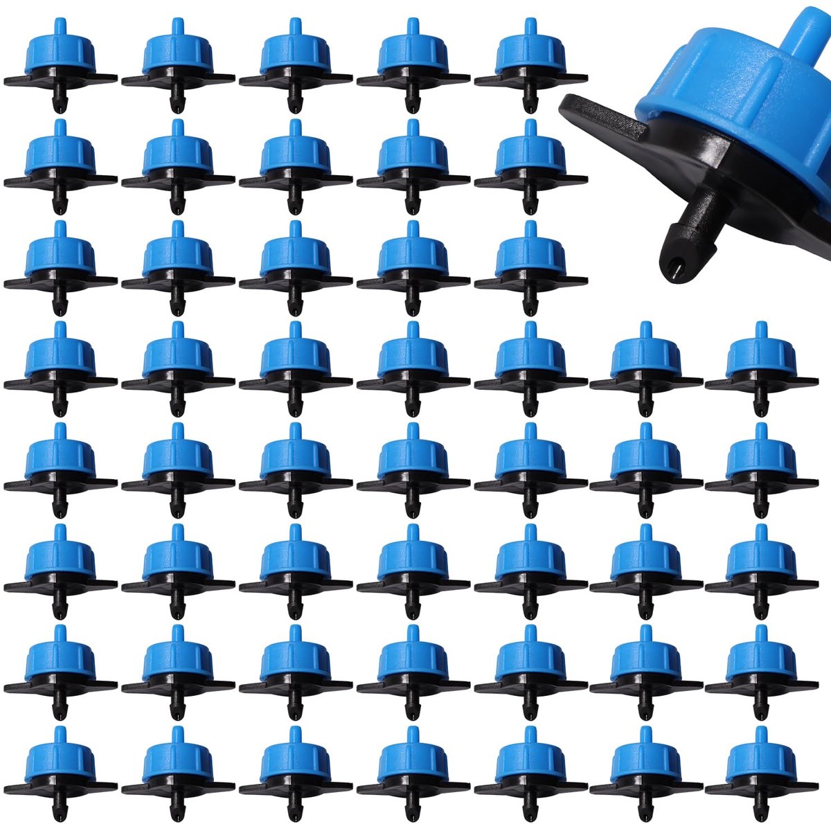 SnelShoppen - 50 Stuks Drip Irrigation Drippers 0.5 GPH, 1/4 Inch Plastic Tuinirrigatie Emitters, Drup Irrigatie voor Tuin en Gazon, Waterbesparing, 2