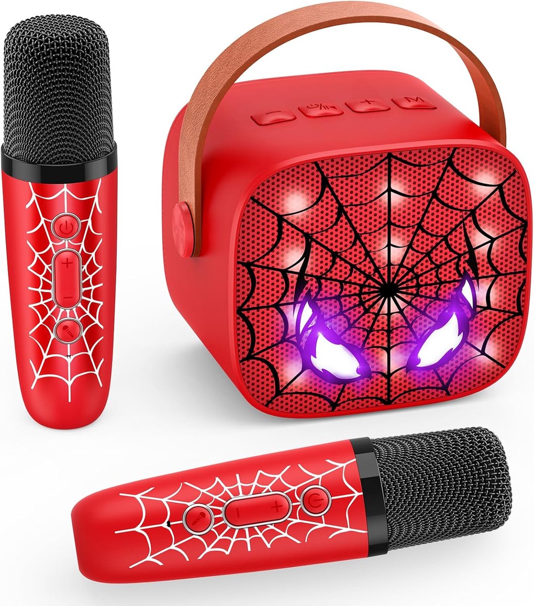 SnelShoppen - Portable Karaoke Set voor Kinderen met 2 Draadloze Microfoons - Perfect voor Feesten, Verjaardagen en Thuis - Colorful LED Lichten en Hi