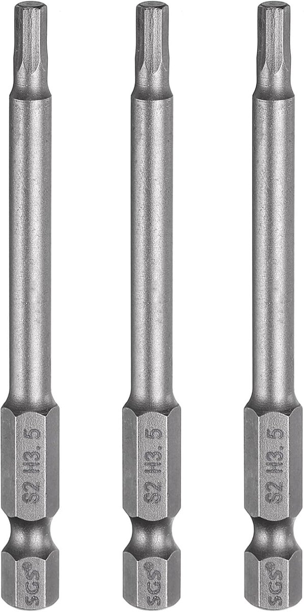 SnelShoppen - Hex Bit Set 3.5mm HRC60 - 3pcs Magneet 1/4 inch S2 Staal Schroevendraaier Bit Set - Geschikt voor Klussen en Onderhoud