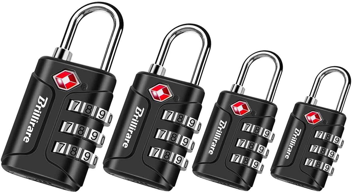 SnelShoppen - 4Pcs TSA Goedgekeurde Hangslot - Reis Combinatieslot - 3 Cijfer Luggage Lock - Metaal Veiligheidslock voor Koffers, Rugzakken, Tuinhekke