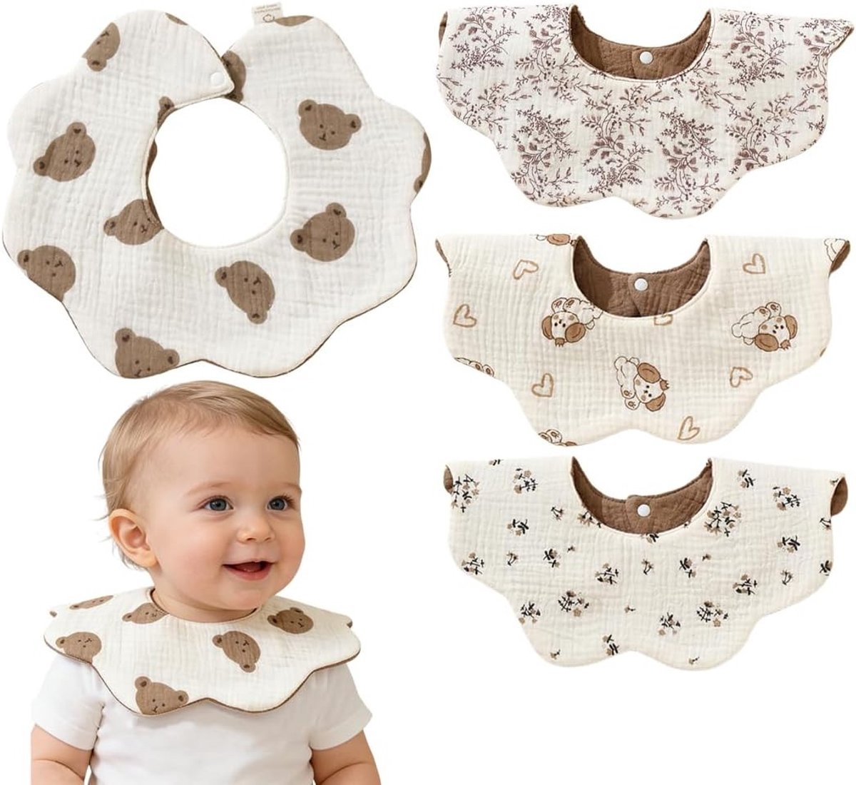 Zachte en Absorberende Babyluiers voor Pasgeborenen, Set van 4, Ideaal voor Voeden en Spelen