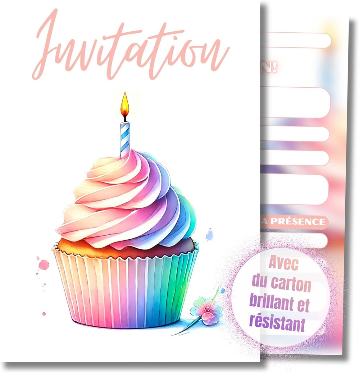 SnelShoppen - Uitnodigingskaarten cupcake verjaardag kinderen meisjes - 12 stuks DIN A6 - schattige uitnodigingen voor kinderfeest - feestelijke verja