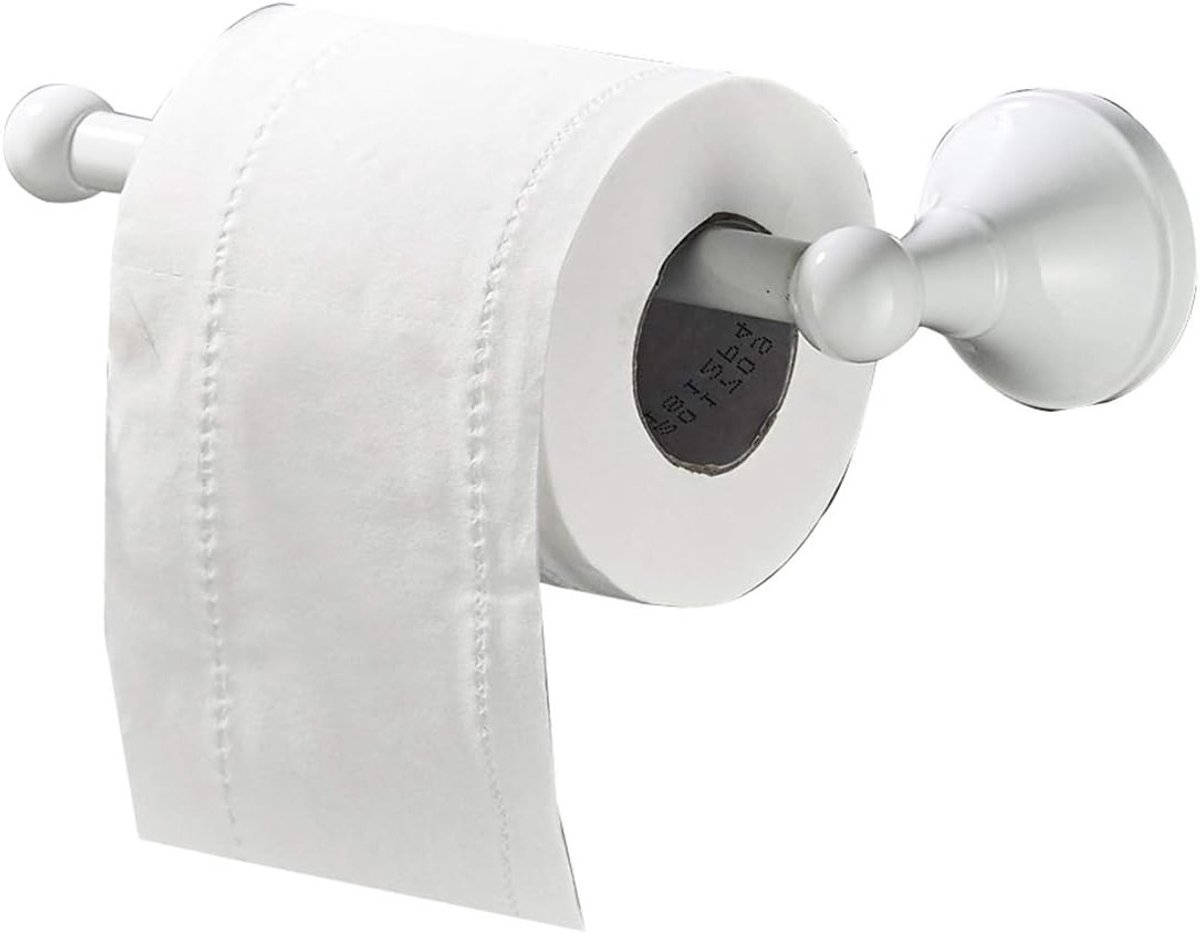 Rollhouder zonder Deksel in Messing voor Toiletpapier en Keukenpapier - Wandmontage voor Toilet, Keuken en Badkamer, 20 cm, Wit