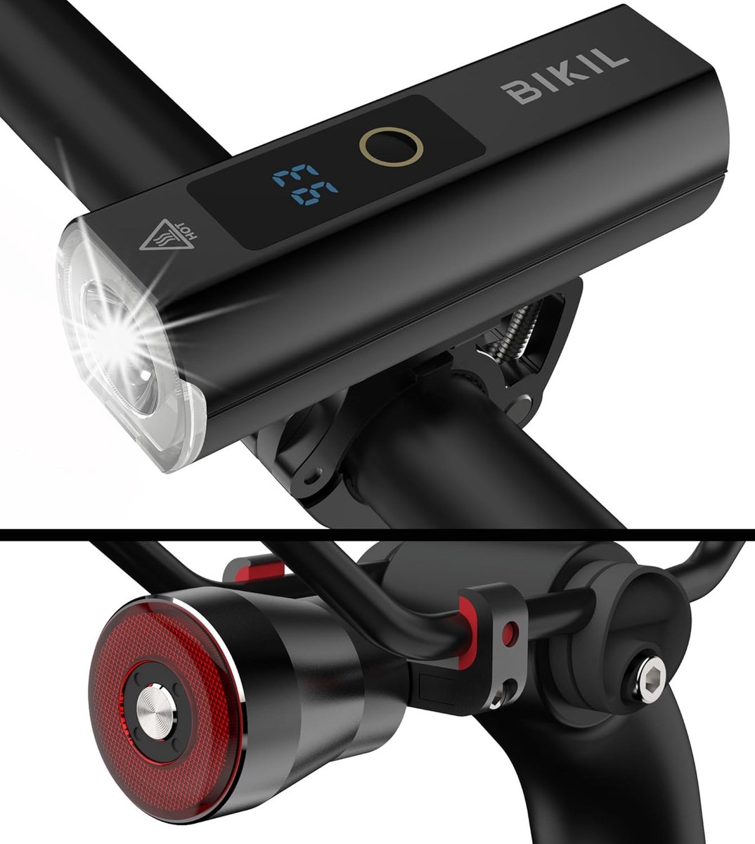 SnelShoppen - Fietsverlichting Set Voorvoor en Achter Aluminium, Slimme Achterlicht, 5000 mAh, Oplaadbare USB C Fietslicht met Batterijniveau Indicato