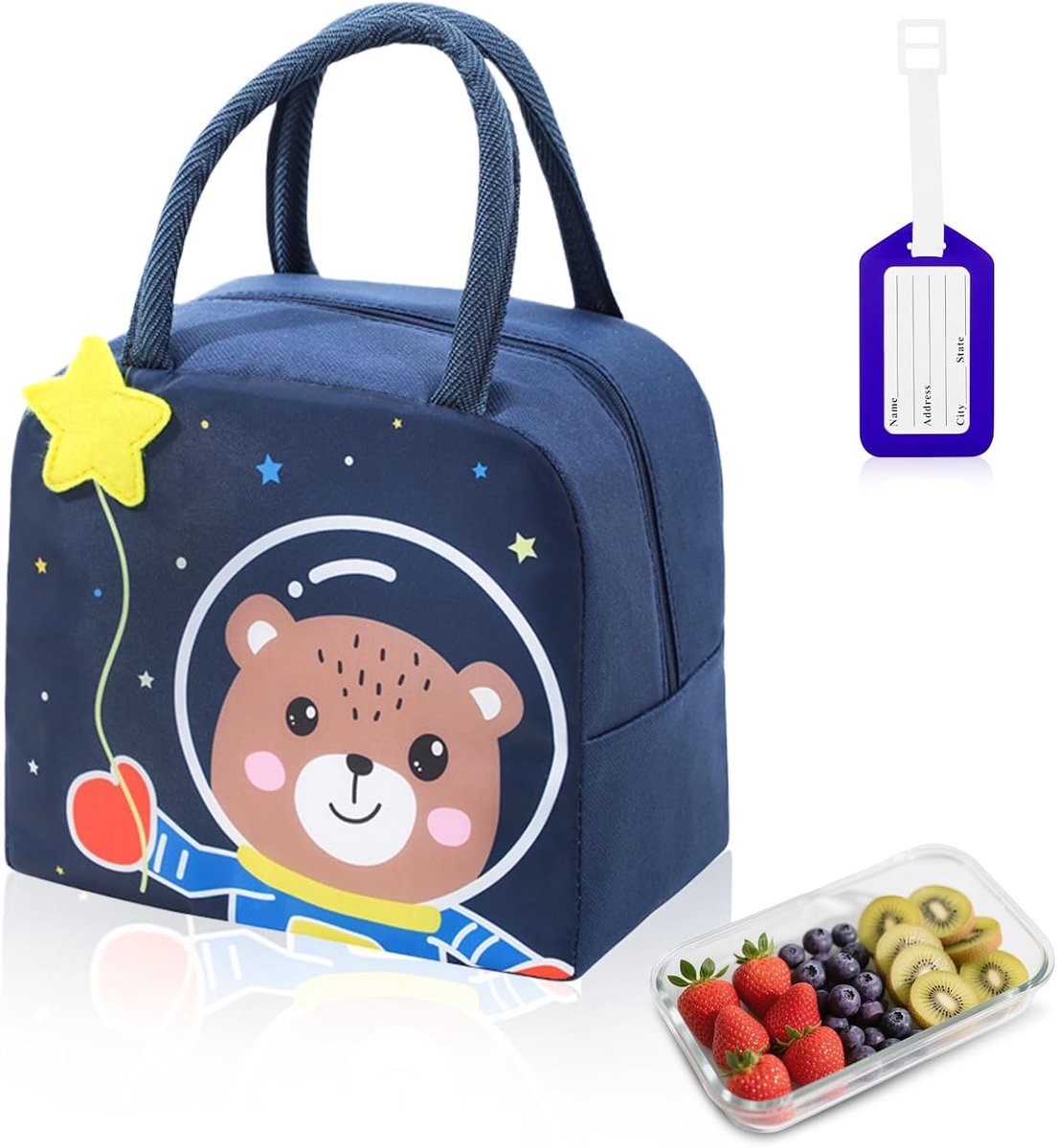 SnelShoppen - Kinderen Lunch Bag Thermo Tas Mini Koeltas 3D Cartoon Isolerende Lunch Tas Vouwbaar voor School, Werk, Picnic, 22x19x11 cm