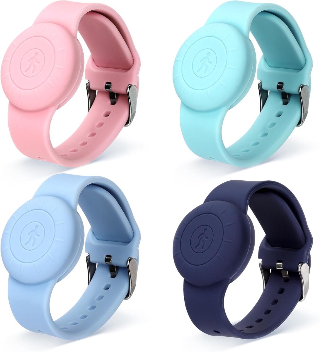 SnelShoppen - 4Pcs Kids Wristband voor Airtag - Waterdichte Zachte Silicone Armband - Verstelbare Horlogeband voor Kinderen - GPS Tracking - 4 Kleuren