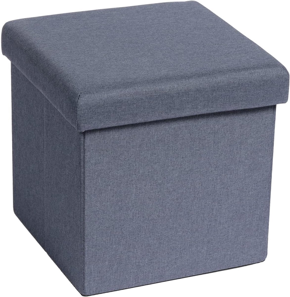 SnelShoppen - Bonlife Opbergpoef met Zitfunctie - Vouwbare Opbergdoos voor Boeken - Klein Zitkussen - 30x30x30cm - Blauw - Ideaal voor Woonkamer, Kind