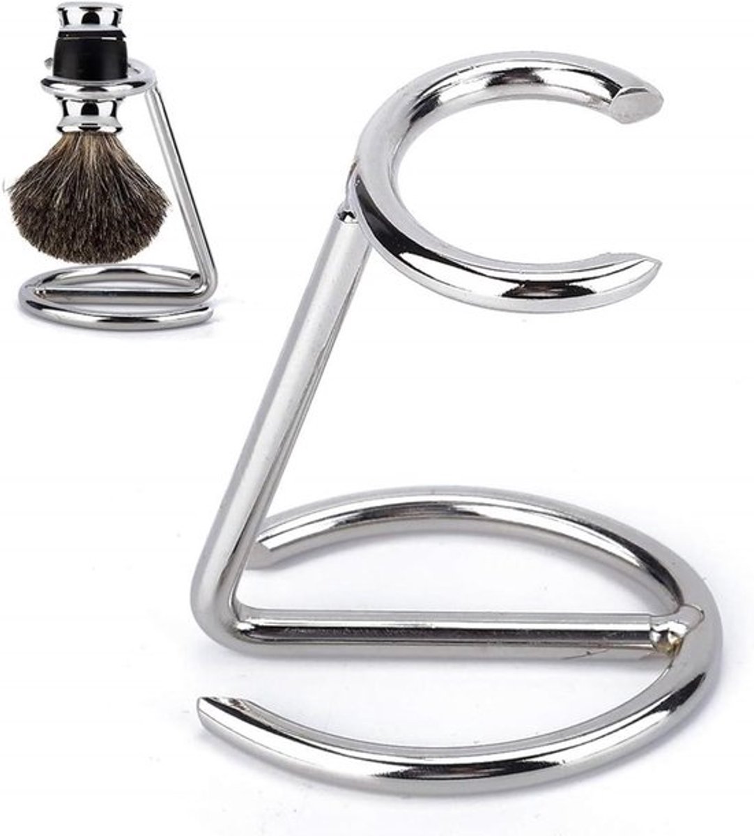 Metalen Scheerkwast Houder, Draagbare 2-in-1 Scheerkwast Stand, RVS Scheeraccessoires voor Thuis en Salon, Scheerkwast en Scheermes Houder