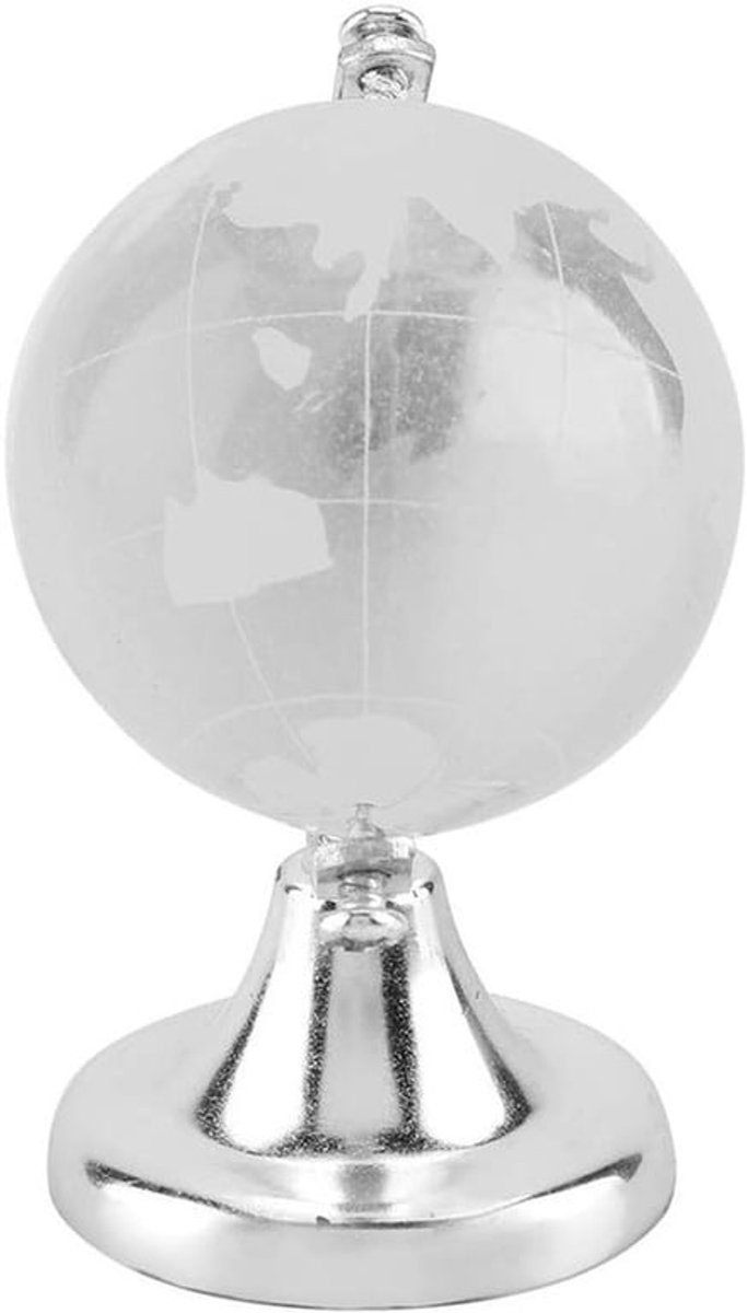 Mini glazen wereldbol - decoratieve kristallen bol - zilver