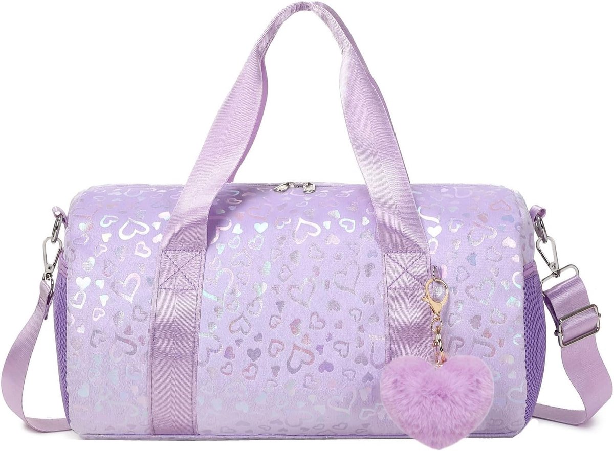 SnelShoppen - Meisjes Sporttas - Ballettas voor Kinderen - Gymnastiek Tas met Veel Opbergruimte - Paars - 35,7 x 21 x 21 cm - Ideaal voor Dans, Sport