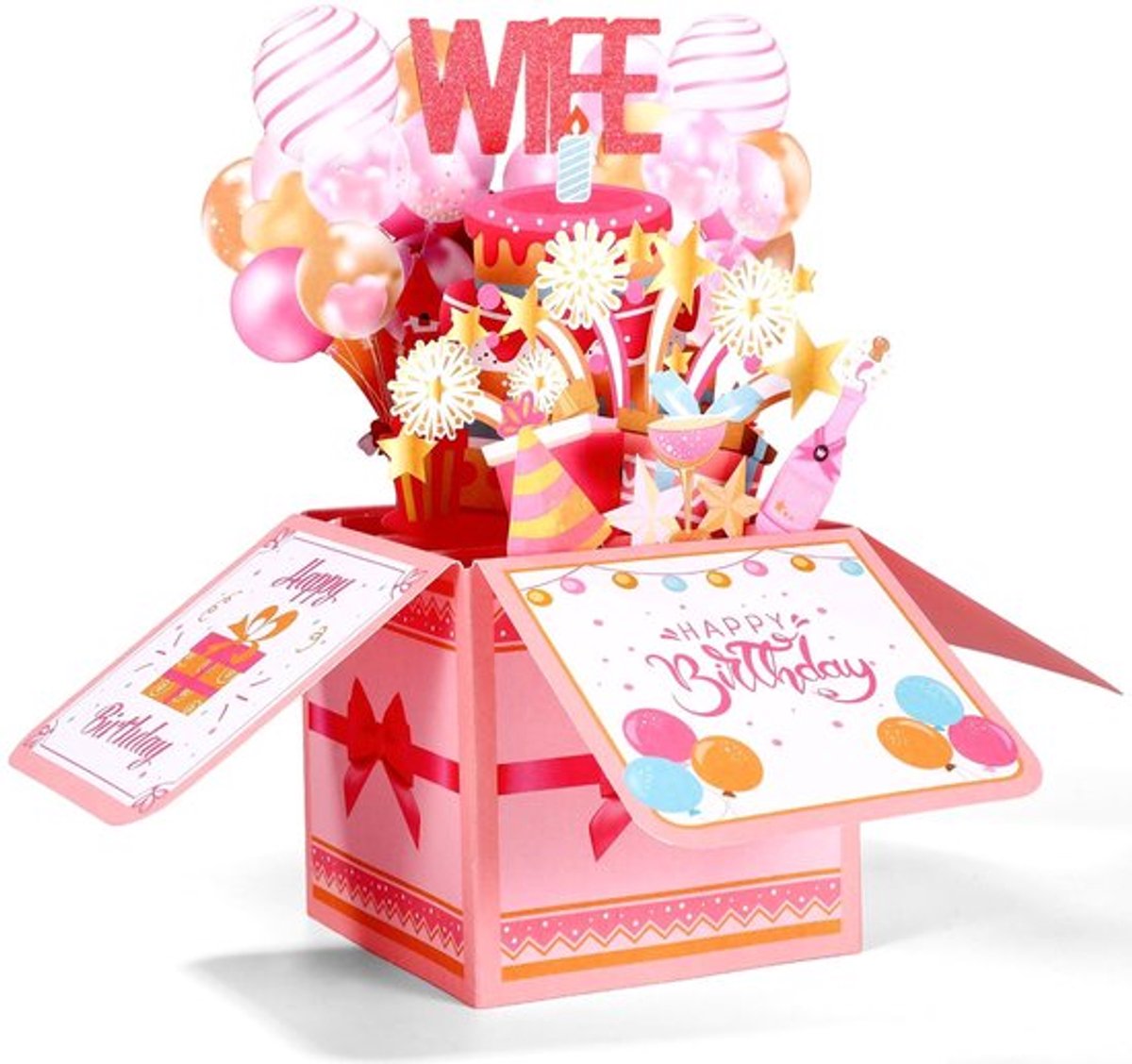 Verjaardagskaart Grappig Pop-Up - 3D Wenskaart - Veelkleurig - Met Envelop - Creatief Cadeau - Afmetingen 25,6 x 25,6 x 19,7 cm