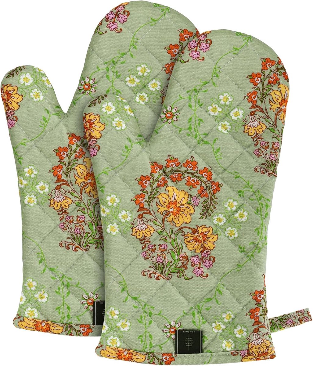 SnelShoppen - Ovenwanten Extra Lang Katoen met Antislip Strepen voor Koken, Bakken en Grillen, 2 Stuks, Professionele Hittebescherming tot 200°C