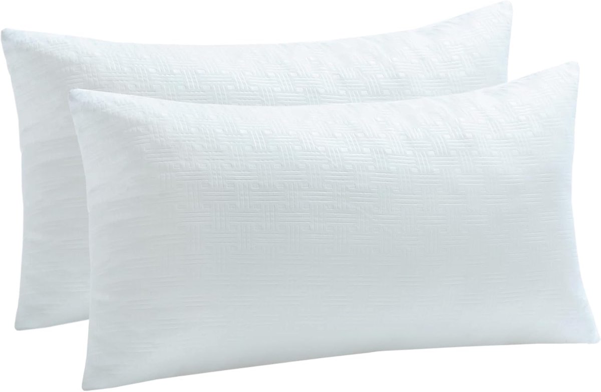 SnelShoppen - Set van 2 Kussenhoezen 30 x 50cm, Zacht, Duurzaam & Huidvriendelijk, 100% Microvezel Sloop (Wit) - Perfect voor Slaapkamer en Woonkamer