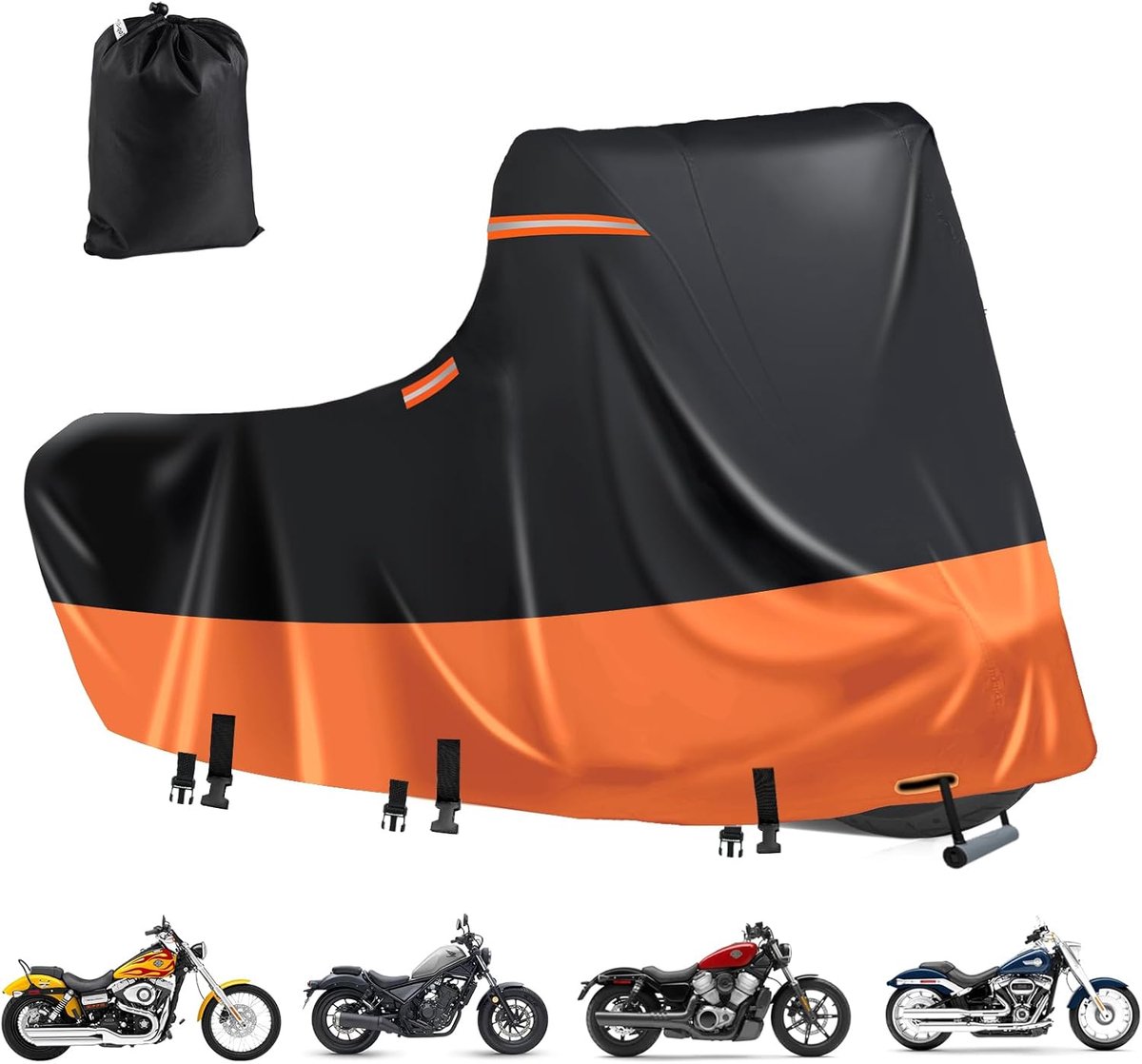 SnelShoppen - Motorfiets Cover Waterdicht 600D Oxford Stof met 5 Reflecterende Strepen en 2 Ventilatieopeningen - Geschikt voor Outdoor Gebruik (3XL,