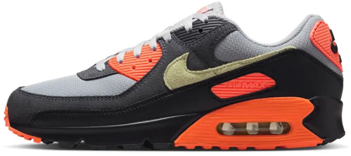 Nike Air Max 90 Light Smoke Hyper Crimson Limelight Oranje