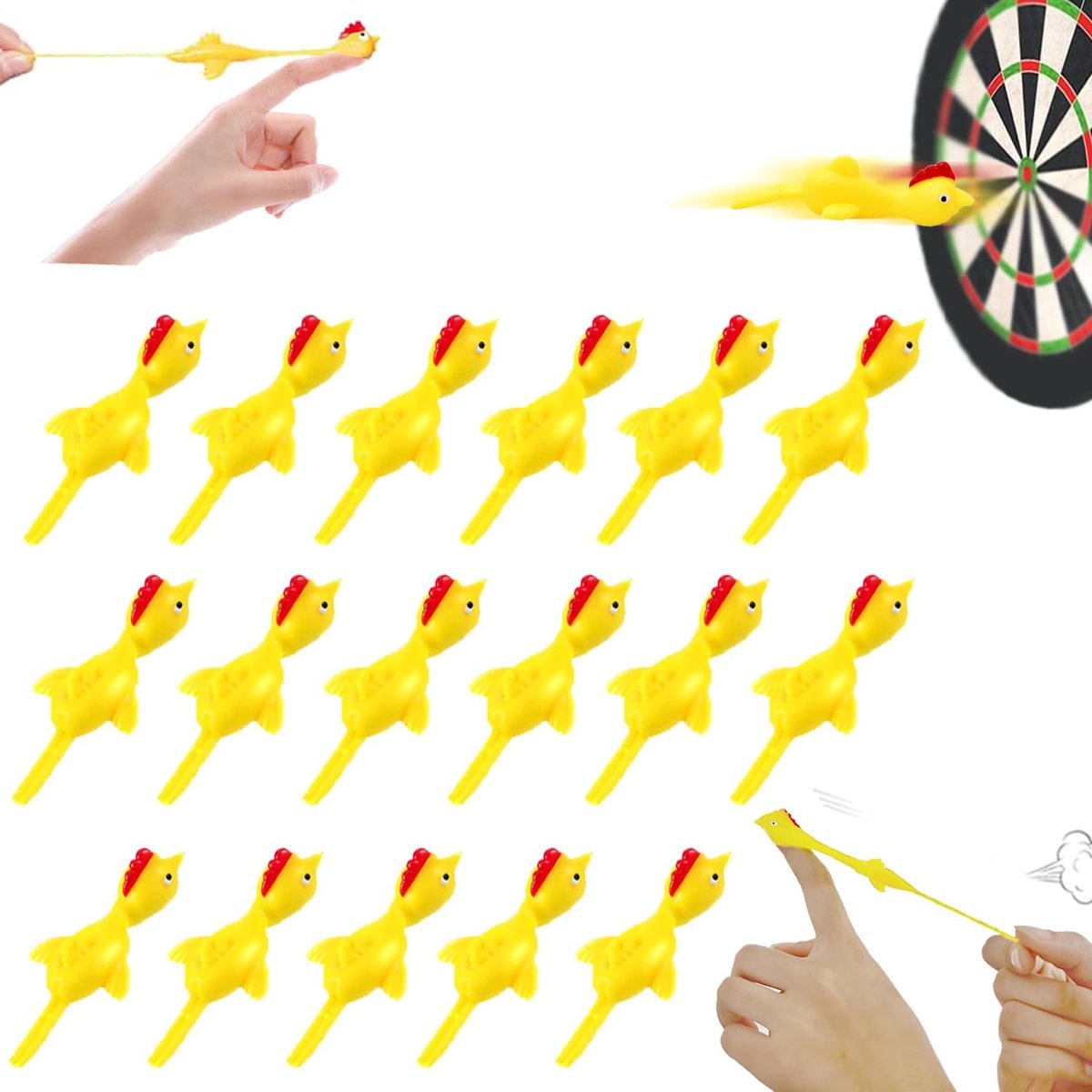 SnelShoppen - 30 Stuks Vliegende Kippen Sling Shot - Uitbreidbare Speelgoed voor Kinderen - Leuke Feestdecoratie - Perfect voor Tuin en Feestjes