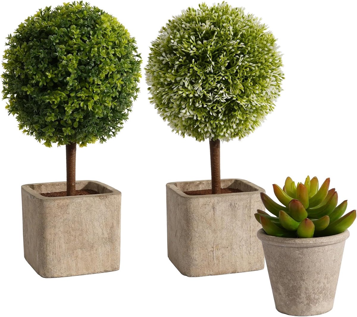 SnelShoppen - 4 Stuks Kunstplanten, Realistische Succulenten voor Woonkamer, Slaapkamer, Badkamer, Keuken, Duurzaam en Milieuvriendelijk, Groen en Wit