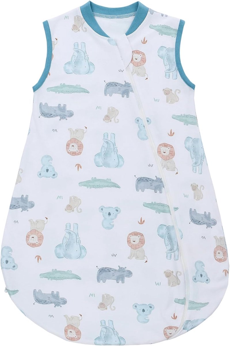 SnelShoppen - Baby Slaapzak 100% Katoen Zomer Slaapzak 0-18 Maanden Lichtgewicht Ademend Wasbaar Blauw Olifant Unisex 68-78 cm Voor Jongens en Meisjes